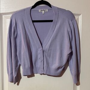 Ye Mak 3x Light Purple V-Neck Cropped Cardigan